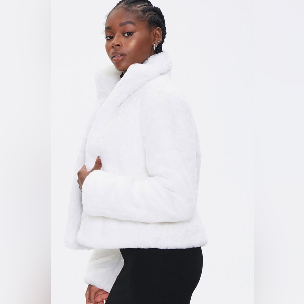 Forever 21 white fur coat